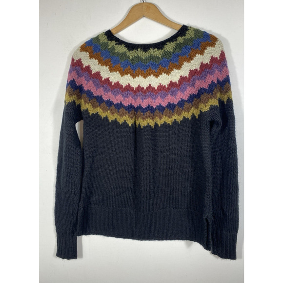 American Eagle Ahhmazingly Soft Sweater Size XS Rainbow Yoke Fair Isle Cabincore - Picture 8 of 10